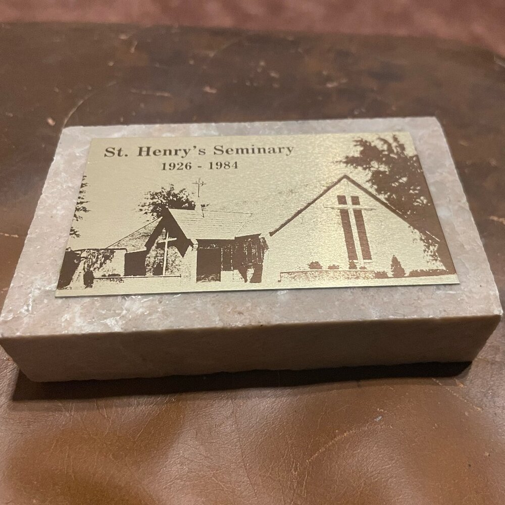 Vintage Antique St. Henry's Seminary 1926-1984 Commemorative Marble Paperweight
